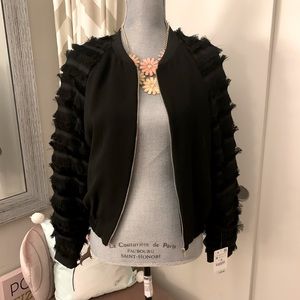 NWT Zara Fringed Sleeve Bomber Jacket 🖤